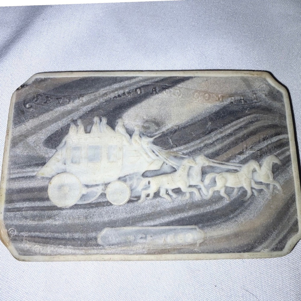 Belt Buckle Vintage‎ Stagecoach Marbled Grey White OS